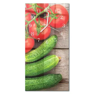 Horloge murale en verre rectangulaire Légumes