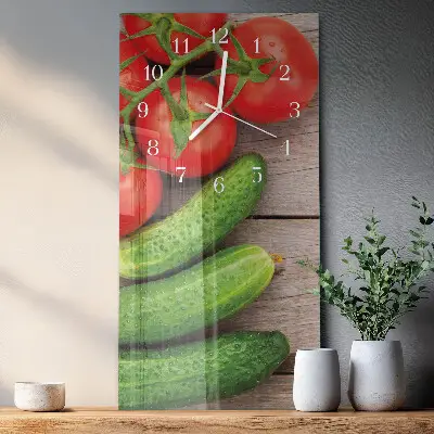 Horloge murale en verre rectangulaire Légumes