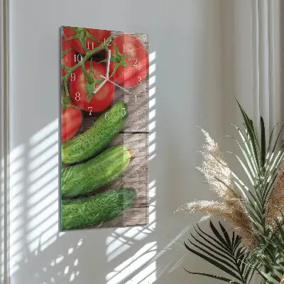 Horloge murale en verre rectangulaire Légumes