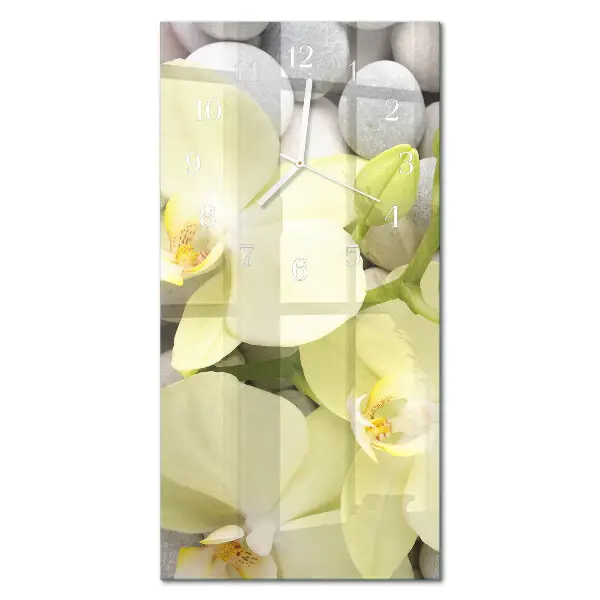 Horloge murale en verre rectangulaire Pierres d'orchidées