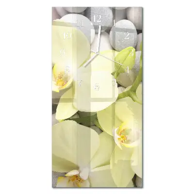 Horloge murale en verre rectangulaire Pierres d'orchidées