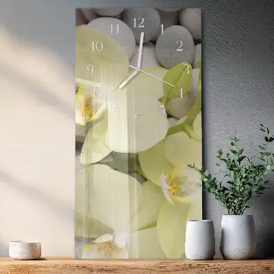 Horloge murale en verre rectangulaire Pierres d'orchidées