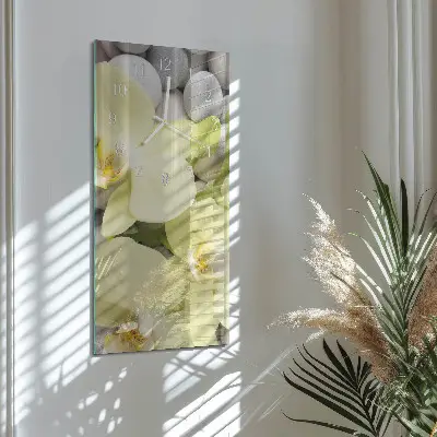 Horloge murale en verre rectangulaire Pierres d'orchidées