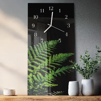 Horloge murale en verre rectangulaire Fougère