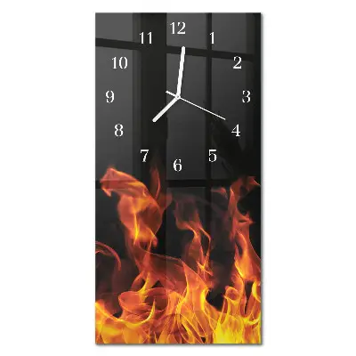 Horloge murale en verre rectangulaire Feu