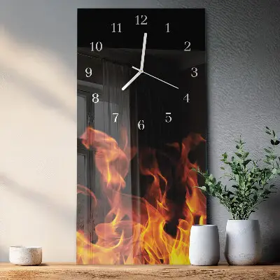 Horloge murale en verre rectangulaire Feu