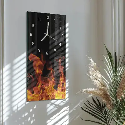 Horloge murale en verre rectangulaire Feu