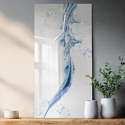 Horloge murale en verre rectangulaire Eau