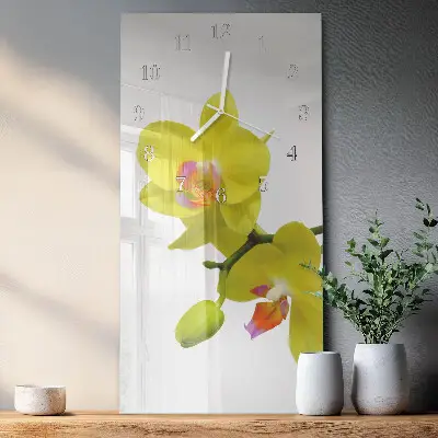 Horloge murale en verre rectangulaire Orchidée