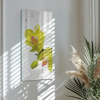 Horloge murale en verre rectangulaire Orchidée