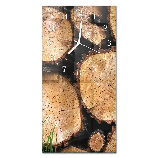 Horloge murale en verre rectangulaire Grain de bois
