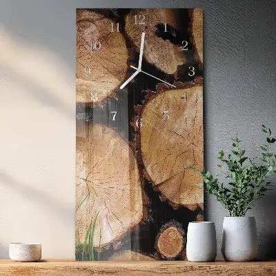Horloge murale en verre rectangulaire Grain de bois
