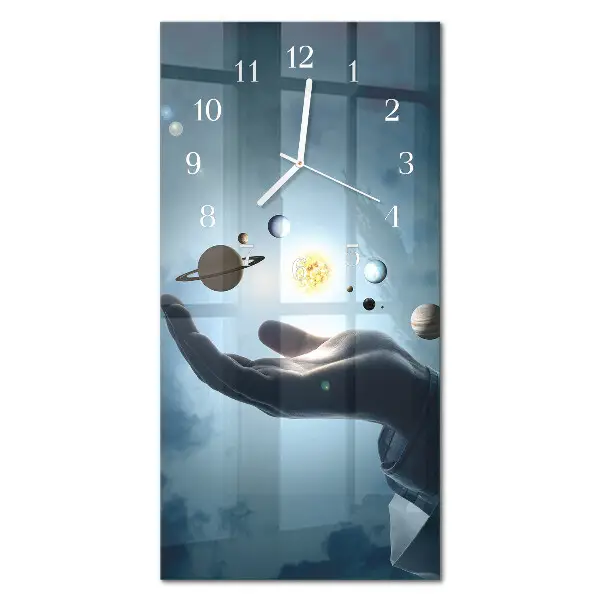 Horloge murale en verre rectangulaire La main de la planète