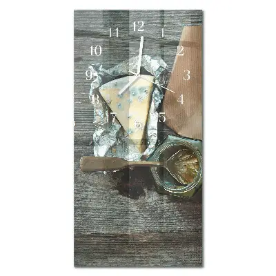 Horloge murale en verre rectangulaire Fromage