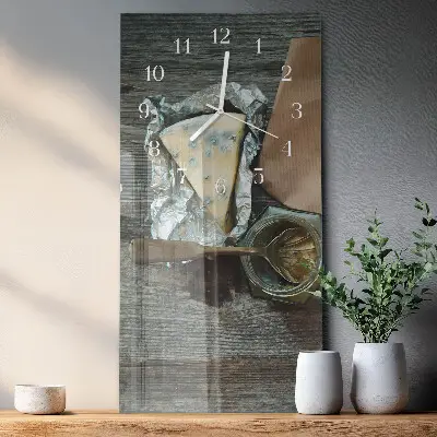 Horloge murale en verre rectangulaire Fromage