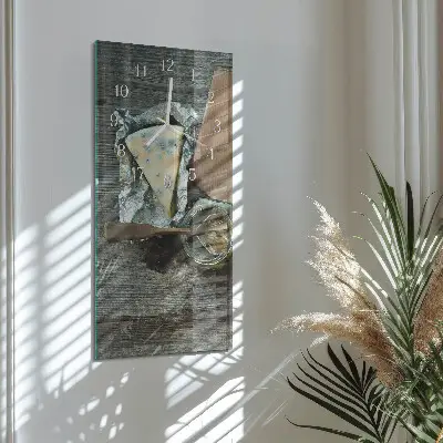 Horloge murale en verre rectangulaire Fromage