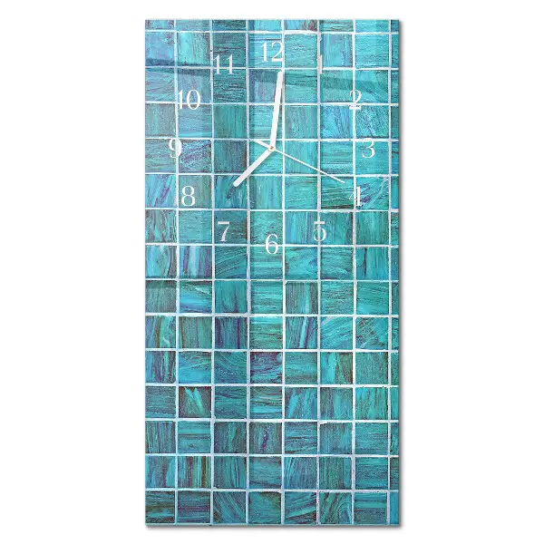 Horloge murale en verre rectangulaire Carreaux bleus