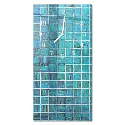 Horloge murale en verre rectangulaire Carreaux bleus