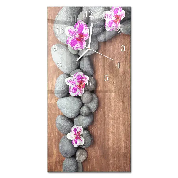 Horloge murale en verre rectangulaire Pierres d'orchidées