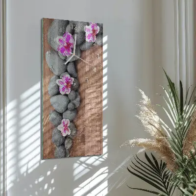 Horloge murale en verre rectangulaire Pierres d'orchidées