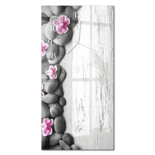 Horloge murale en verre rectangulaire Pierres d'orchidées