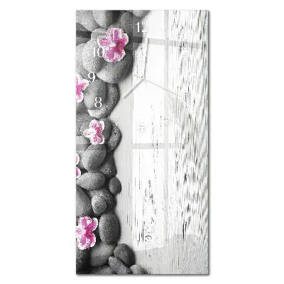 Horloge murale en verre rectangulaire Pierres d'orchidées