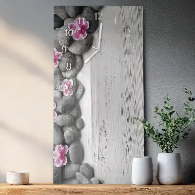 Horloge murale en verre rectangulaire Pierres d'orchidées