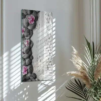 Horloge murale en verre rectangulaire Pierres d'orchidées