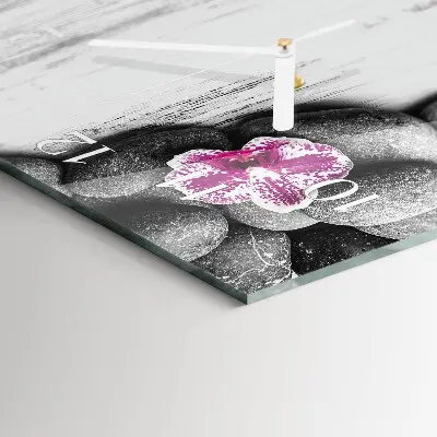 Horloge murale en verre rectangulaire Pierres d'orchidées