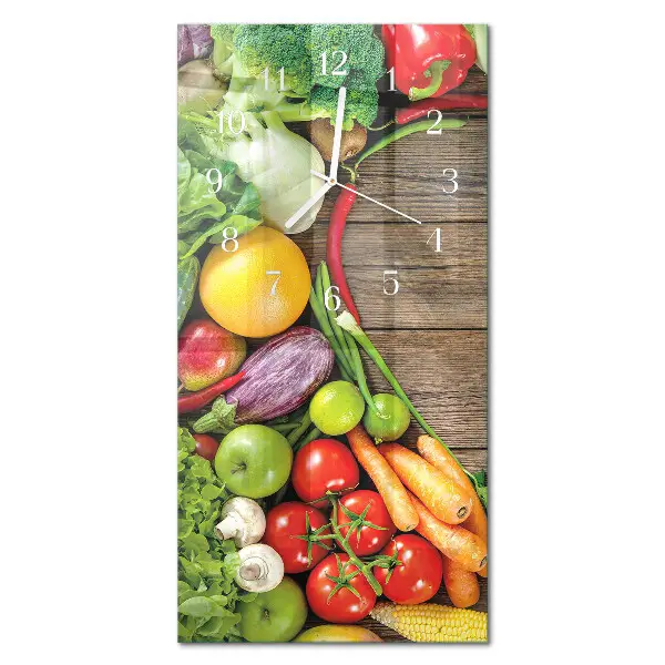 Horloge murale en verre rectangulaire Légumes