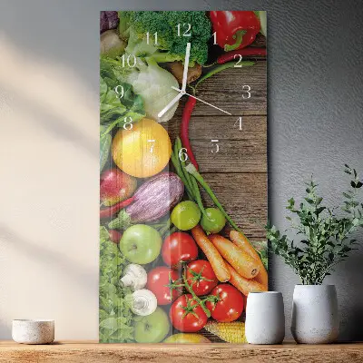 Horloge murale en verre rectangulaire Légumes