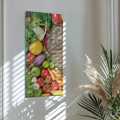Horloge murale en verre rectangulaire Légumes