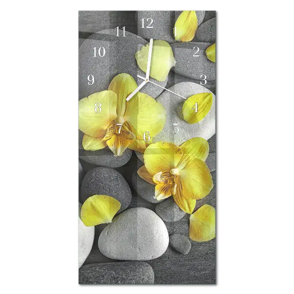 Horloge murale en verre rectangulaire Fleur pierre