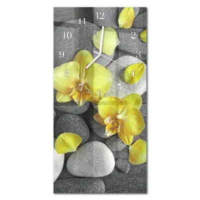 Horloge murale en verre rectangulaire Fleur pierre