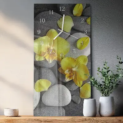 Horloge murale en verre rectangulaire Fleur pierre