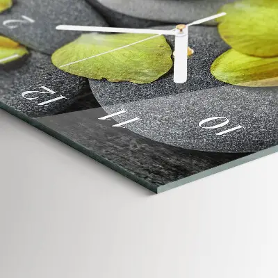 Horloge murale en verre rectangulaire Fleur pierre