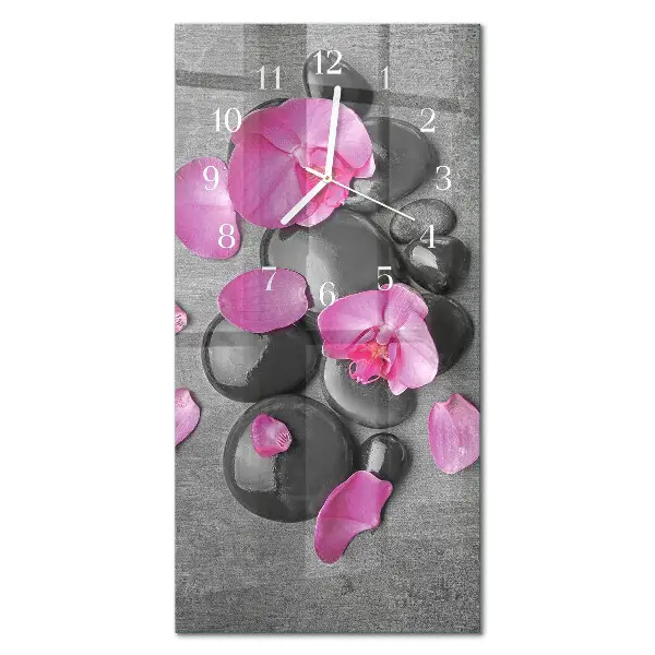 Horloge murale en verre rectangulaire Pierres d'orchidées