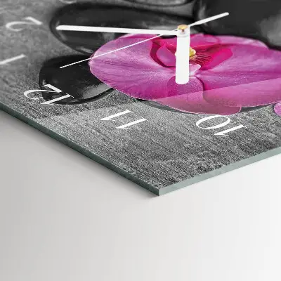 Horloge murale en verre rectangulaire Pierres d'orchidées