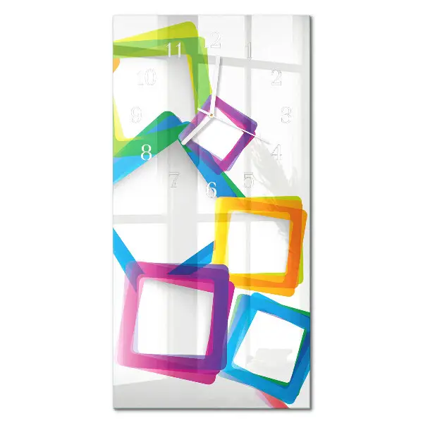 Horloge murale en verre rectangulaire Rectangles colorés