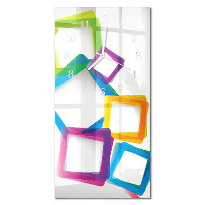 Horloge murale en verre rectangulaire Rectangles colorés
