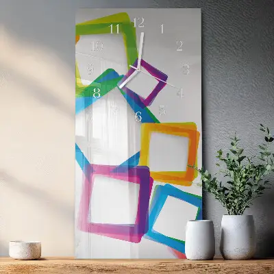 Horloge murale en verre rectangulaire Rectangles colorés