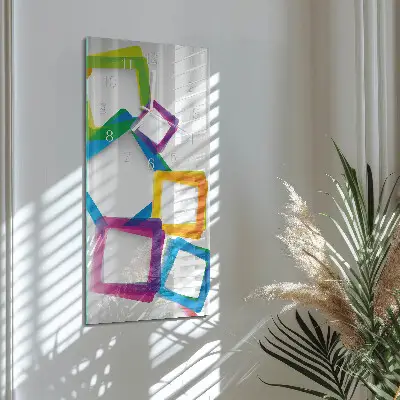 Horloge murale en verre rectangulaire Rectangles colorés