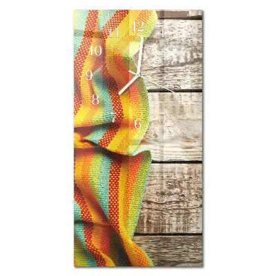 Horloge murale en verre rectangulaire Tissu de bois