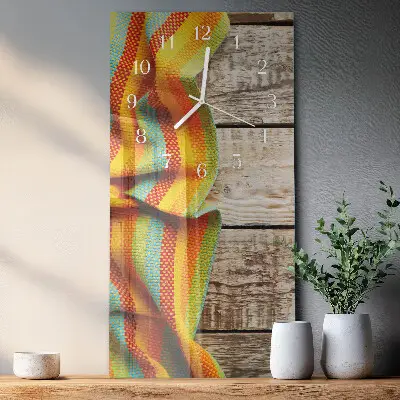Horloge murale en verre rectangulaire Tissu de bois