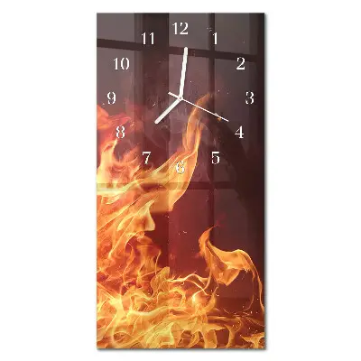 Horloge murale en verre rectangulaire Feu