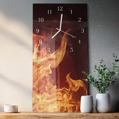 Horloge murale en verre rectangulaire Feu