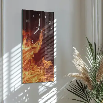 Horloge murale en verre rectangulaire Feu