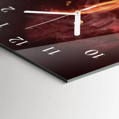 Horloge murale en verre rectangulaire Feu