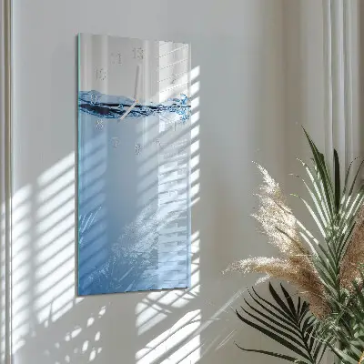 Horloge murale en verre rectangulaire Eau
