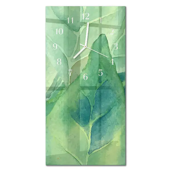 Horloge murale en verre rectangulaire Feuilles